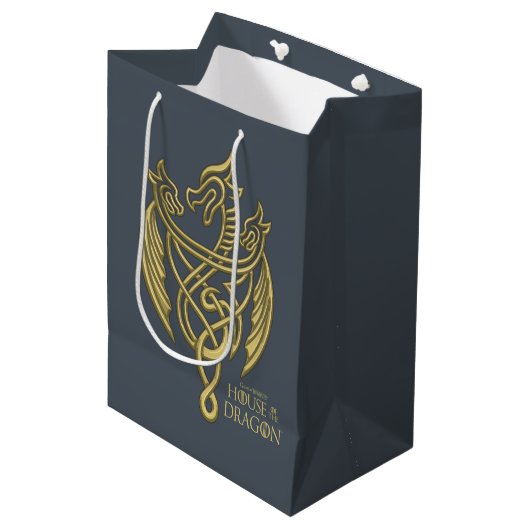 HOSE OF THE DRAGON Golden Filigree Dragon Crest Medium Cadeauzakje (Voorkant Gekanteld)