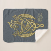HOSE OF THE DRAGON Golden Filigree Dragon Crest Sherpa Deken (Voorkant (horizontaal))