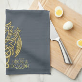 HOSE OF THE DRAGON Golden Filigree Dragon Crest Theedoek (Quarter Fold)