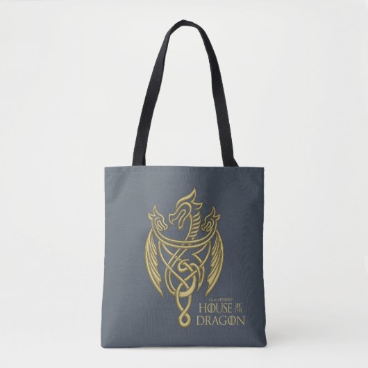 HOSE OF THE DRAGON Golden Filigree Dragon Crest Tote Bag (Voorkant)
