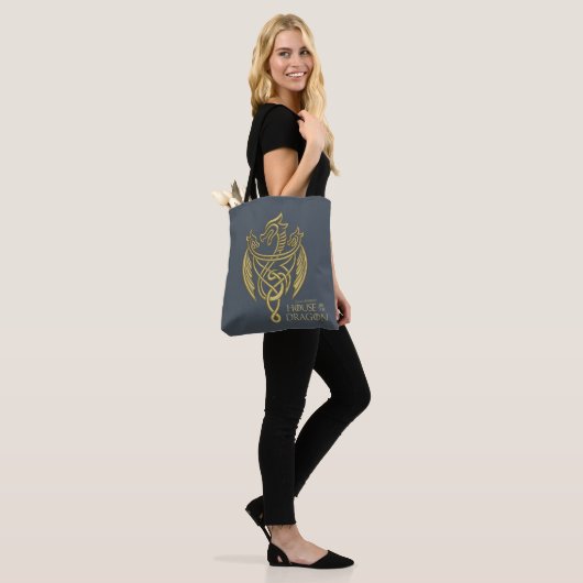 HOSE OF THE DRAGON Golden Filigree Dragon Crest Tote Bag (Op model)