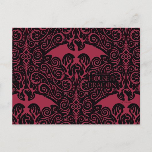 HOSE OF THE DRAGON Red Dragon Filigree Pattern Briefkaart (Voorkant)
