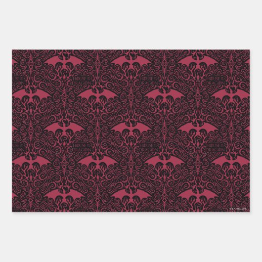 HOSE OF THE DRAGON Red Dragon Filigree Pattern Inpakpapier Vel (Voorkant 3)
