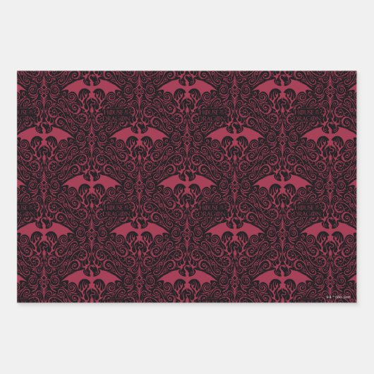 HOSE OF THE DRAGON Red Dragon Filigree Pattern Inpakpapier Vel (Voorkant)