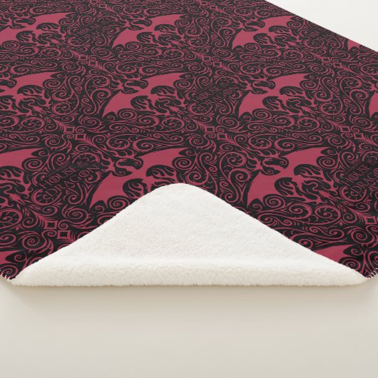 HOSE OF THE DRAGON Red Dragon Filigree Pattern Sherpa Deken (3/4)