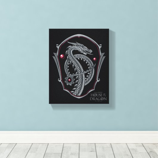 HOSE OF THE DRAGON | Silver Dragon Crest Canvas Afdruk (Insitu (Houten vloer))