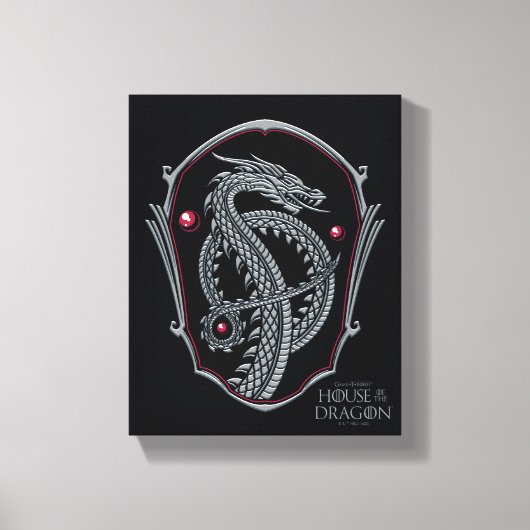 HOSE OF THE DRAGON | Silver Dragon Crest Canvas Afdruk (Voorkant)