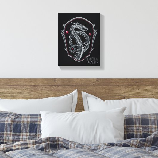 HOSE OF THE DRAGON | Silver Dragon Crest Canvas Afdruk (Insitu (Slaapkamer))