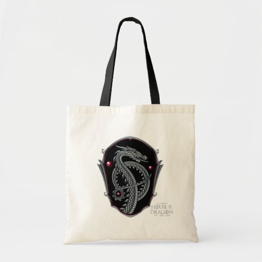 HOSE OF THE DRAGON | Silver Dragon Crest Tote Bag (Voorkant)