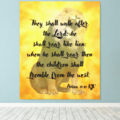 Hosea 11:10 Bijbelverse lion Canvas Wall Art (Insitu (Houten vloer))