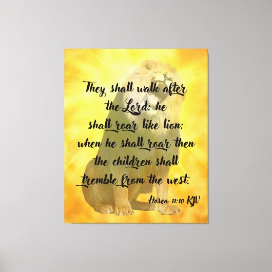 Hosea 11:10 Bijbelverse lion Canvas Wall Art Afdruk (Voorkant)