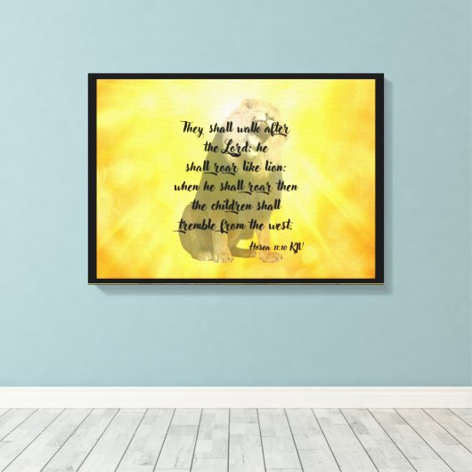 Hosea 11:10 Bijbelverse Scripture Canvas Wall Art Afdruk (Insitu (Houten vloer))