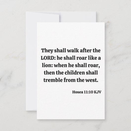 Hosea 11:10 KJV Bijbelverse platte Wenskaart Kaart (Voorkant)