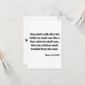 Hosea 11:10 KJV Bijbelverse platte Wenskaart Kaart (Voorkant / Achterkant in situ)