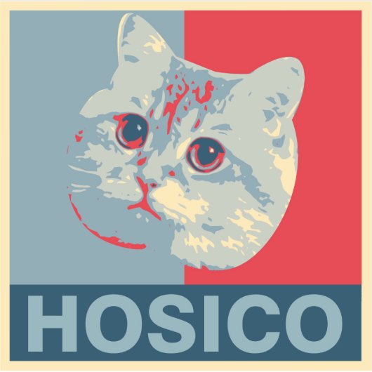 Hosico - Red Blue Illustration Sticker (Voorkant)