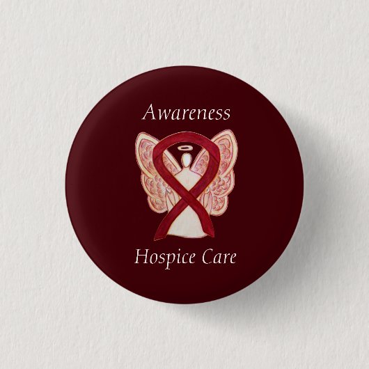 Hospice Care Angel Awareness Ribbon Pins Ronde Button 3,2 Cm (Voorkant)