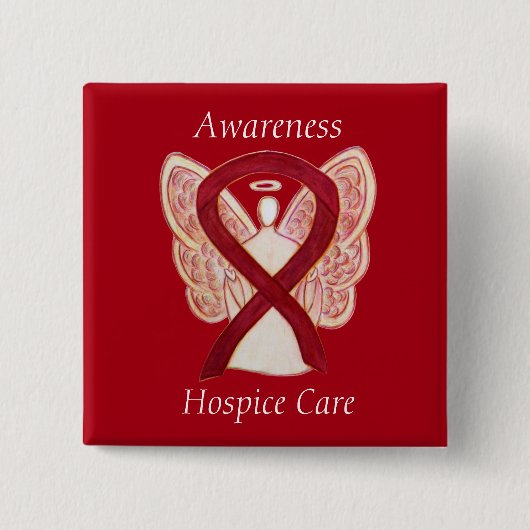 Hospice Care Angel Awareness Ribbon Pins Vierkante Button 5,1 Cm (Voorkant)