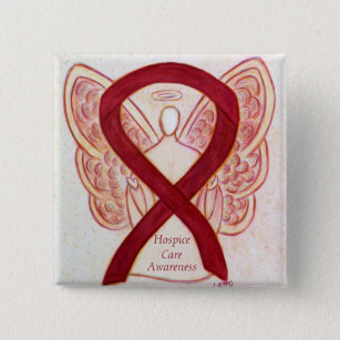 Hospice Care Angel Awareness Ribbon Pins Vierkante Button 5,1 Cm