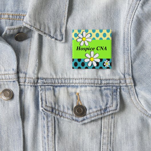 Hospice CNA Buttonnen Artsy Daisies Vierkante Button 5,1 Cm (In situ)
