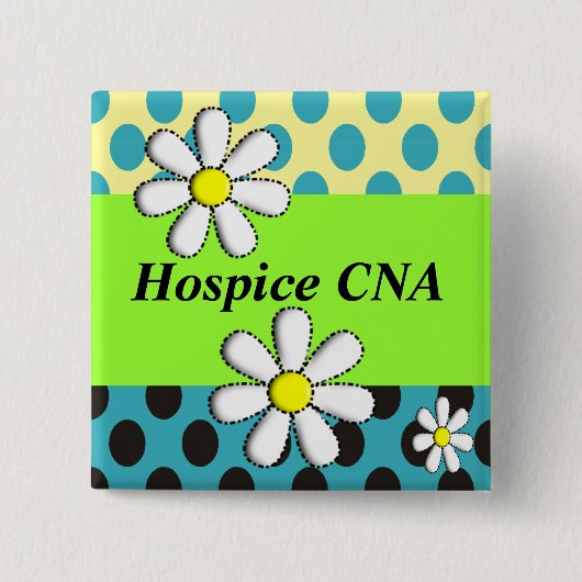 Hospice CNA Buttonnen Artsy Daisies Vierkante Button 5,1 Cm (Voorkant)