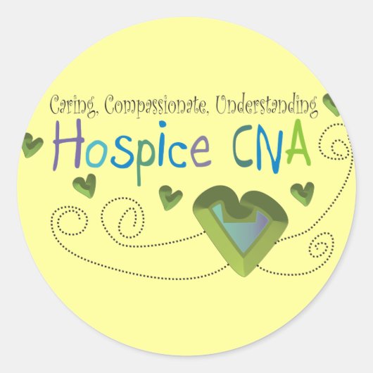 Hospice CNA Green Hearts Ronde Sticker (Voorkant)