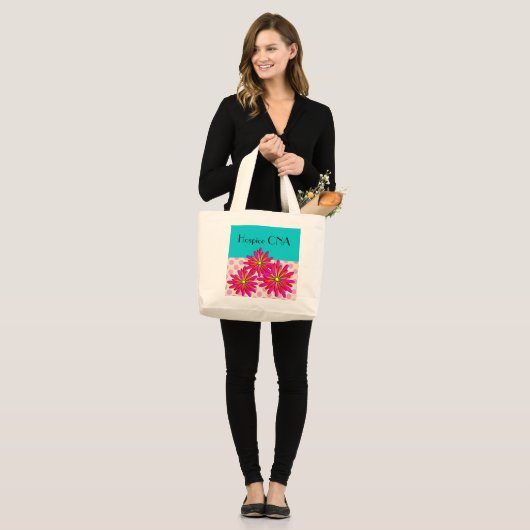 Hospice CNA Verpleegkundig Assistent Floral Grote Tote Bag (Voorkant (model))