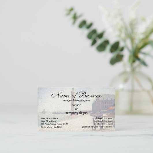 Hospice en vuurtoren in Honfleur, door Seurat Visitekaartje (Staand voorkant)