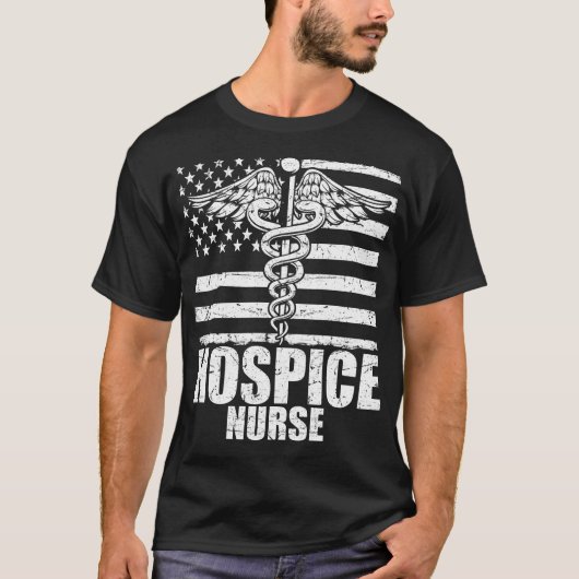 Hospice Nurse American Flag T-shirt (Voorkant)