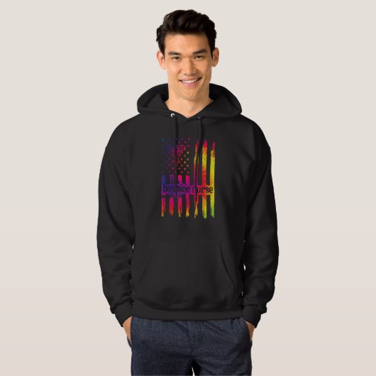 Hospice Verpleegkundige US vlag Palliatieve Verple Hoodie (Voorkant volledig)