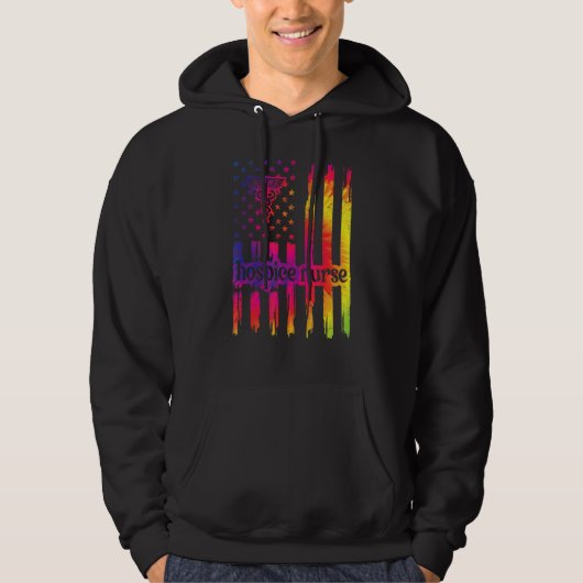 Hospice Verpleegkundige US vlag Palliatieve Verple Hoodie (Voorkant)