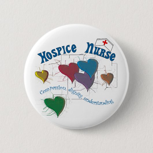 Hospice Verpleegkundigen Meerkleurig hart Ronde Button 5,7 Cm (Voorkant)