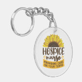Hospice verpleegster die zorg op uw voorwaarden bi sleutelhanger (Voorkant Links)