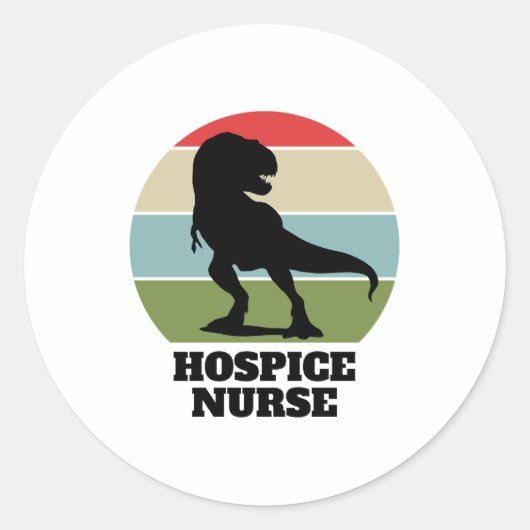 Hospice Verpleegster Dinosaurus Ronde Sticker (Voorkant)