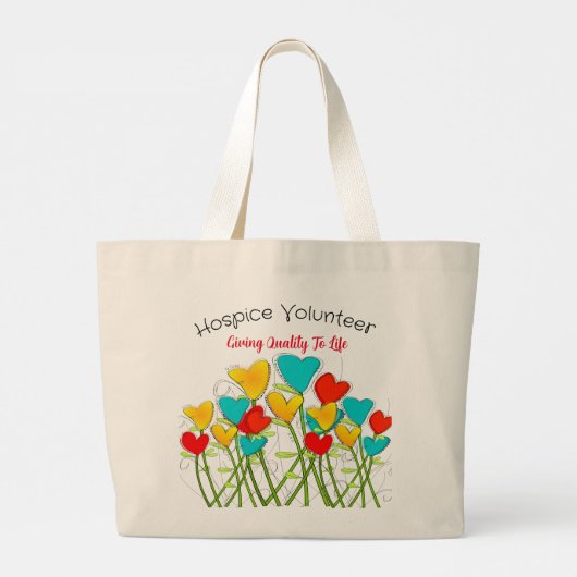 Hospice Vrijwilliger Harten Ontwerp Grote Tote Bag (Achterkant)