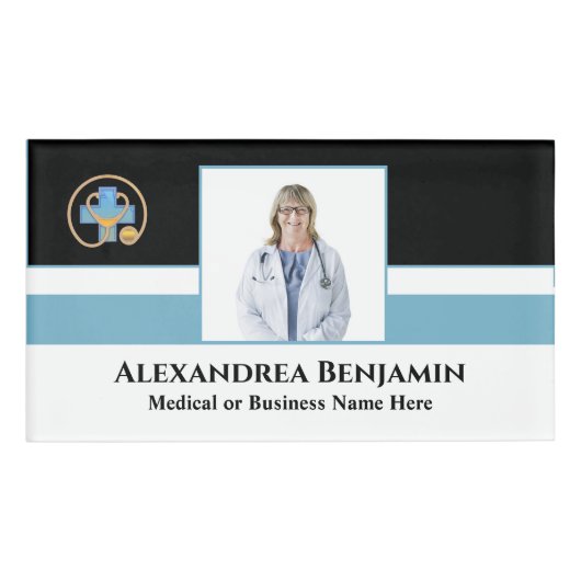 Hospital Business Employee Name Photo Logo Custom Naambadge (Voorkant)