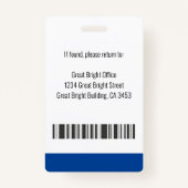 Hospital Employee Foto Name Logo Blue and White Badge (Achterkant)
