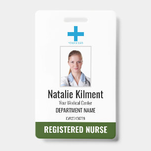 Hospital Employee Foto Name Logo Forest Green Badge