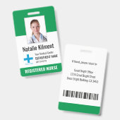 Hospital Employee Foto Name Logo Green and White Badge (Front & Back)