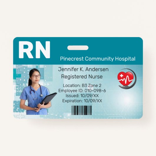 Hospital Medical Employee Photo ID Badge (Voorkant)