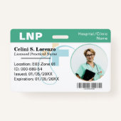 Hospital Medical Employee Photo ID Badge – Green  (Voorkant)