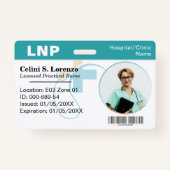 Hospital Medical Employee Photo ID Badge – Teal  (Voorkant)