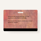 Hospital Medical Intensive Care ICU Employee Photo Badge (Achterkant)