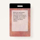 Hospital Medical Intensive Care ICU Employee Photo Badge (Achterkant)