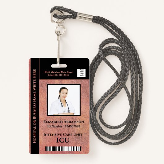 Hospital Medical Intensive Care ICU Employee Photo Badge (Voorkant met draagriem)