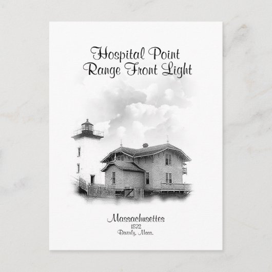 Hospital Point Range Front Light - Massachusetts Briefkaart (Voorkant)