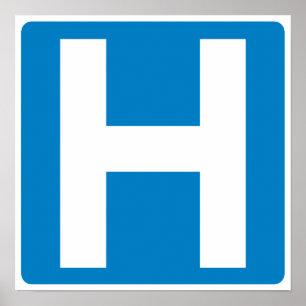 Hospital Zone Highway Sign Poster