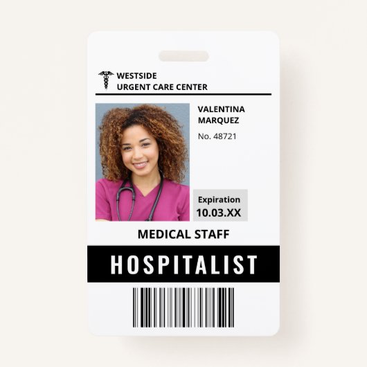 Hospitalist Doctor Arts ID Fotobadge Badge (Voorkant)