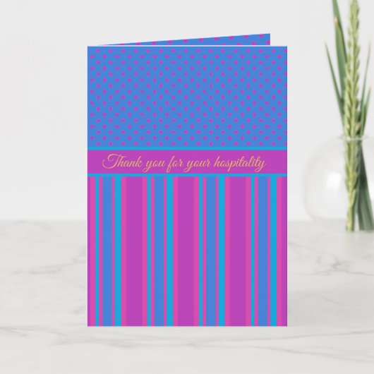 Hospitality Bedankt Kaart: Magenta en Blue Pattern (Voorkant)