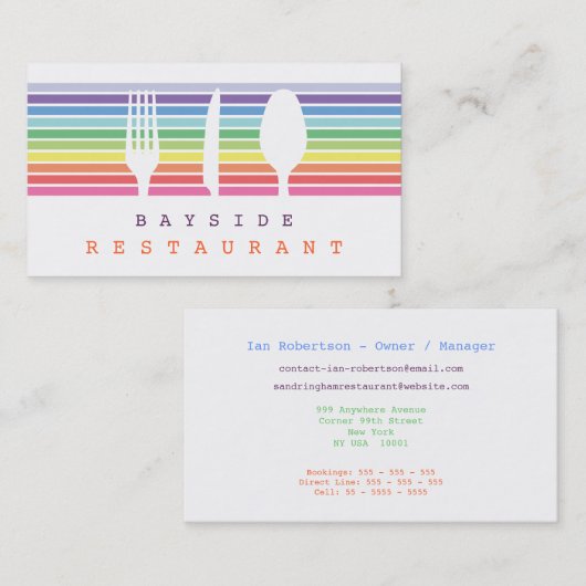 Hospitality Food Fork Spoon Knife Visitekaartje (Voorkant / Achterkant)