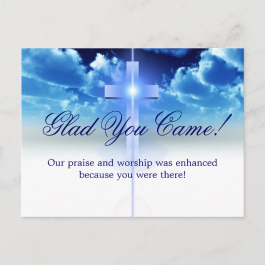 Hospitality: Illuminated Cros "Glad You Came" Card Briefkaart (Voorkant)